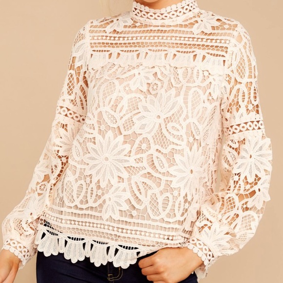 NWT Long Sleeved Lace Top - L - Picture 3 of 8